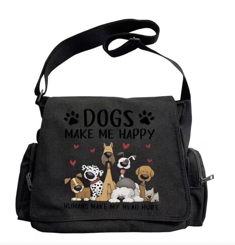 Black Dog-Themed Tote & Crossbody Bag