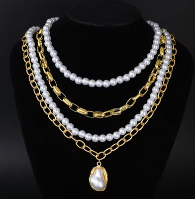 4 Layer Gold Chain/Pearl Necklace Set 4 Layer Gold Chain/Pearl Necklace Set
