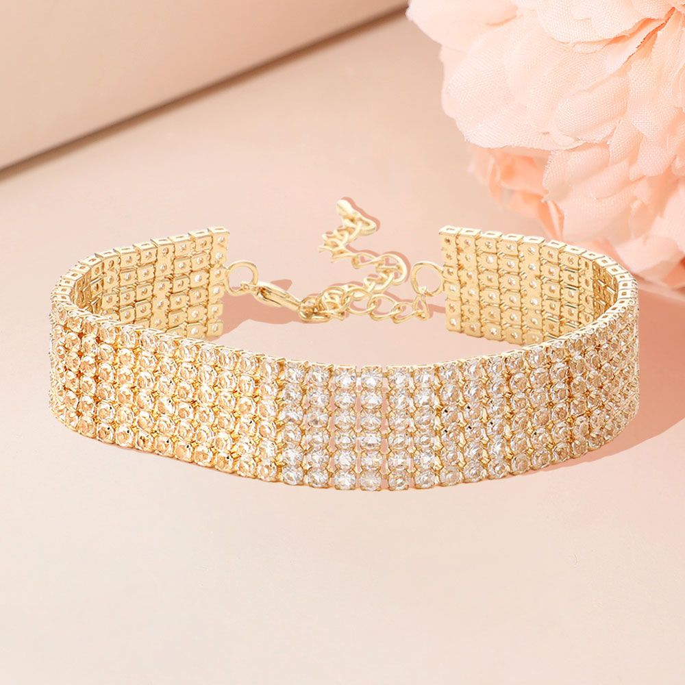 6 Rows Pave CZ Tennis Evening Bracelet