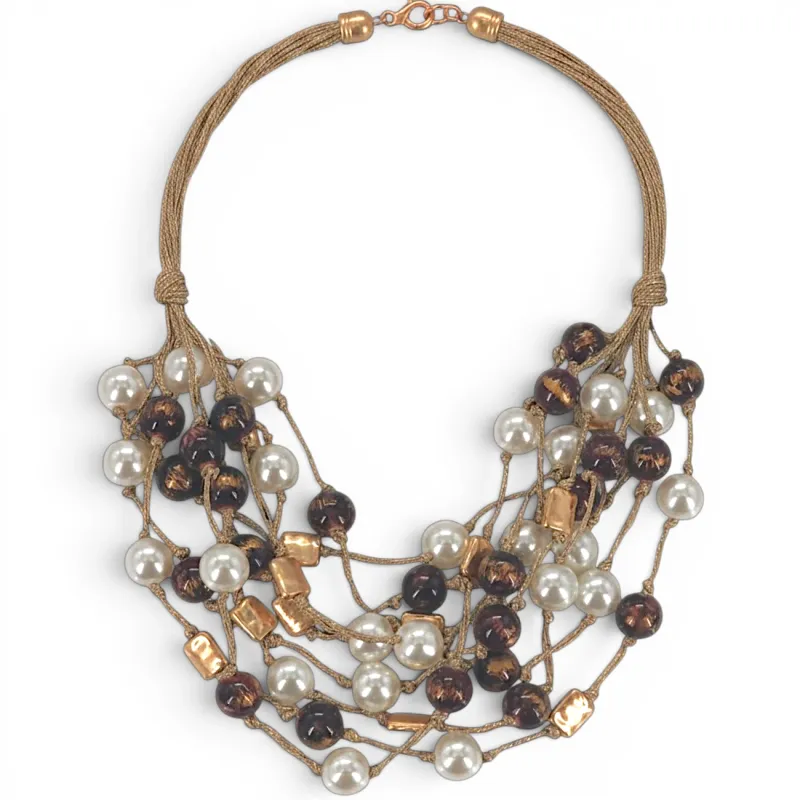 Handmade Coastal Bead Pearl Necklace Statement Necklace