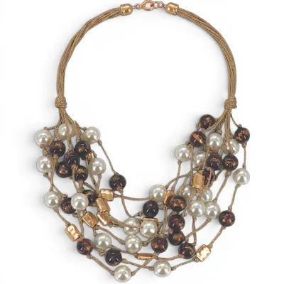 Handmade Coastal Bead Pearl Necklace Statement Necklace