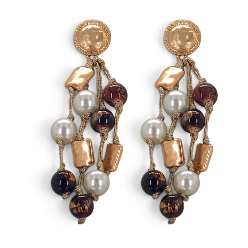 Handmade Coastal Bead Pearl Statement Earrings