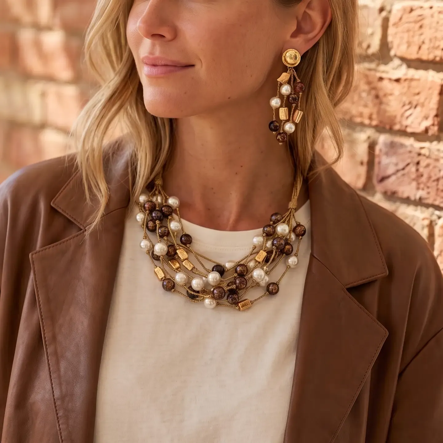 Handmade Coastal Bead Pearl Statement Earrings Handmade Coastal Bead Pearl Statement Earrings