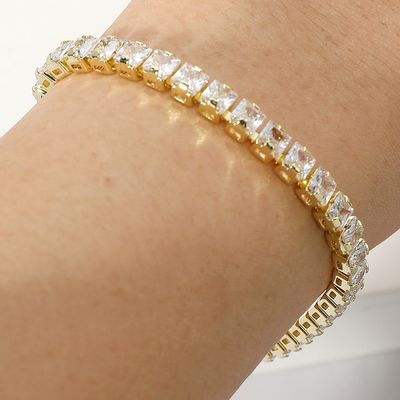 Round CZ Stone Gold Tennis Chain Evening Bracelet
