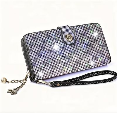 Spacious Sparkling Bling Wristlet Clutch Spacious Sparkling Bling Wristlet Clutch