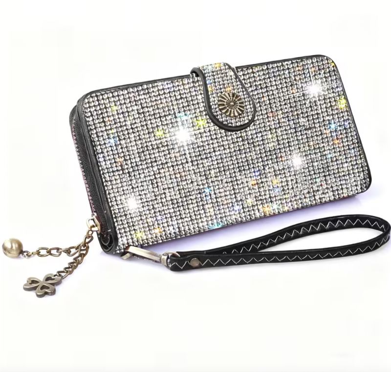 Spacious Sparkling Bling Wristlet Clutch