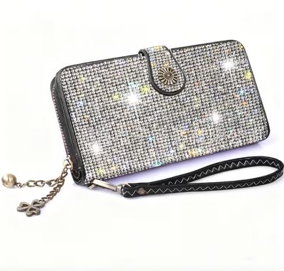 Spacious Sparkling Bling Wristlet Clutch
