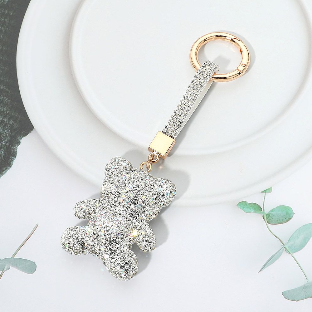 Bling Studded Heart Teddy Bear Keychain Bag Charm