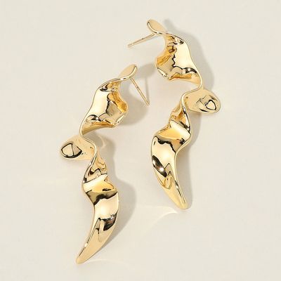 Abstract Twisted Metal Drop Statement Earrings