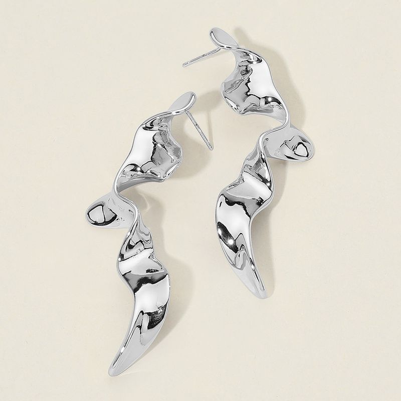 Abstract Twisted Metal Drop Statement Earrings
