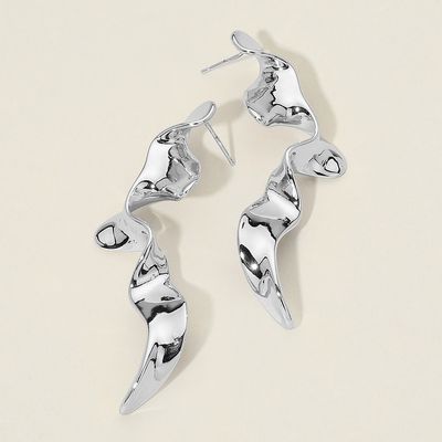 Abstract Twisted Metal Drop Statement Earrings