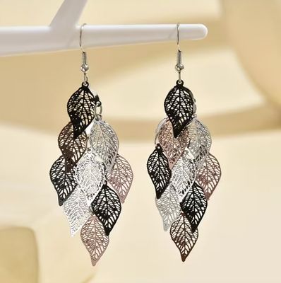 Multi Colore Leaf Dangle Earrings