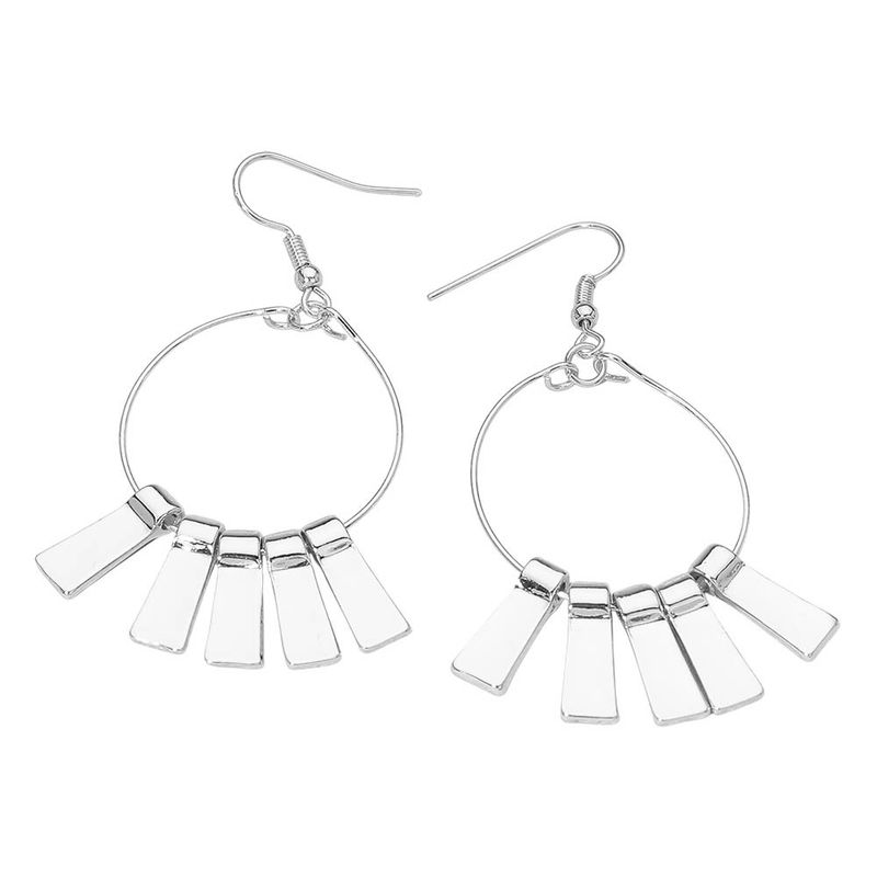 Metal Bar Fringe Hoop Drop Dangle Earrings