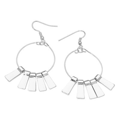 Metal Bar Fringe Hoop Drop Dangle Earrings