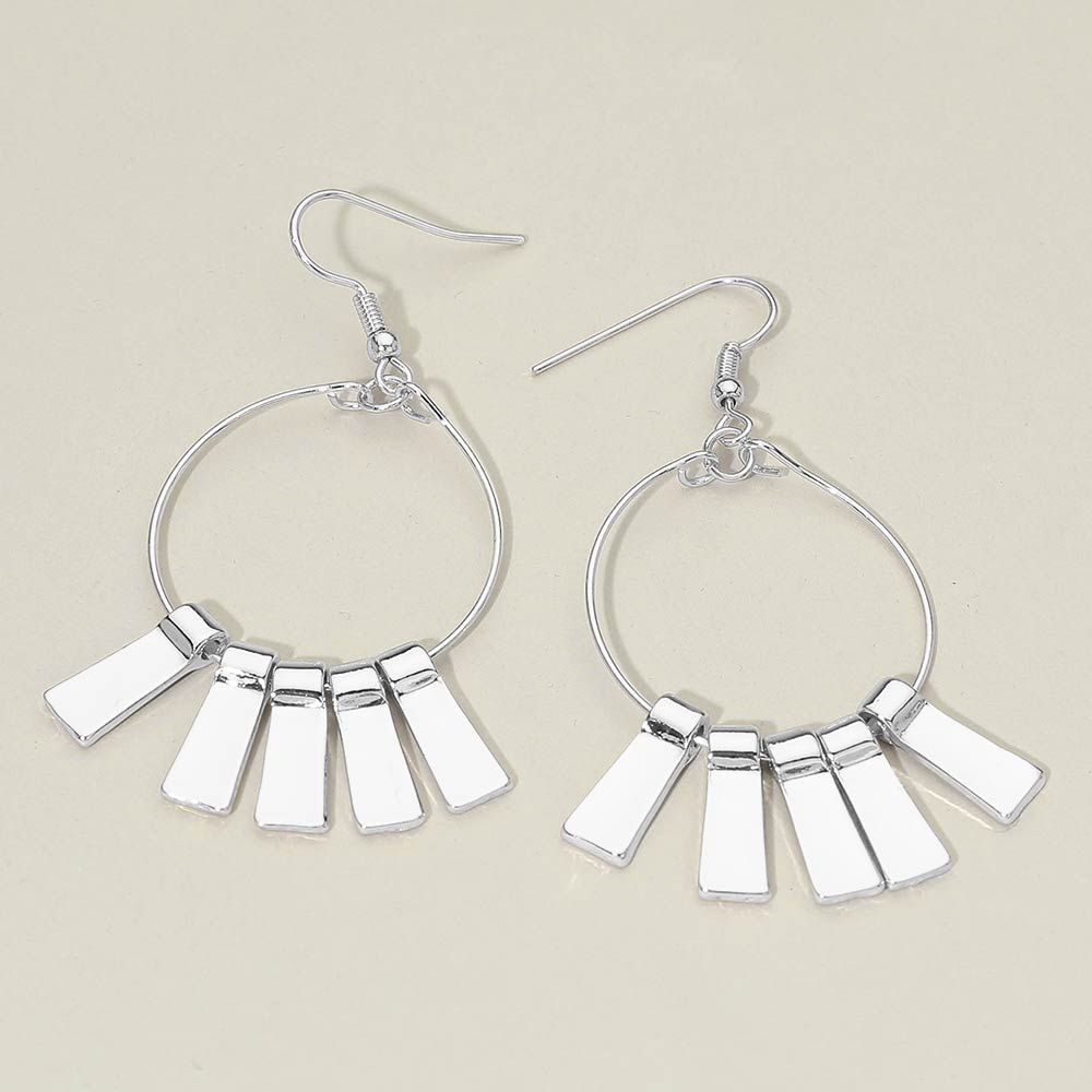 Metal Bar Fringe Hoop Drop Dangle Earrings
