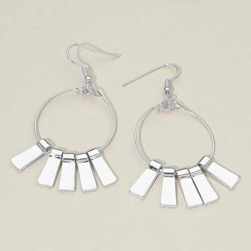 Metal Bar Fringe Hoop Drop Dangle Earrings Metal Bar Fringe Hoop Drop Dangle Earrings