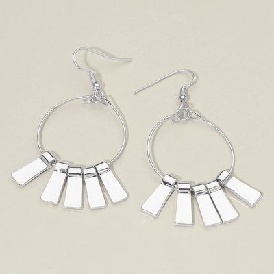 Metal Bar Fringe Hoop Drop Dangle Earrings