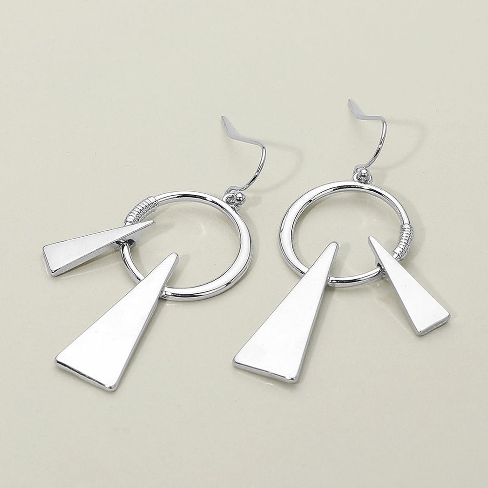 Geometric Metal Circle Triangle Drop Dangle Earrings