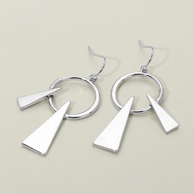 Geometric Metal Circle Triangle Drop Dangle Earrings