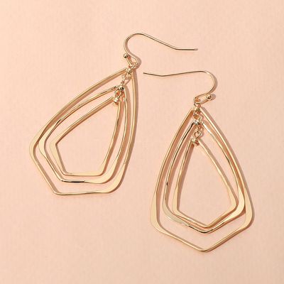 Metal Wire Geometric Triple Layered Dangle Earring
