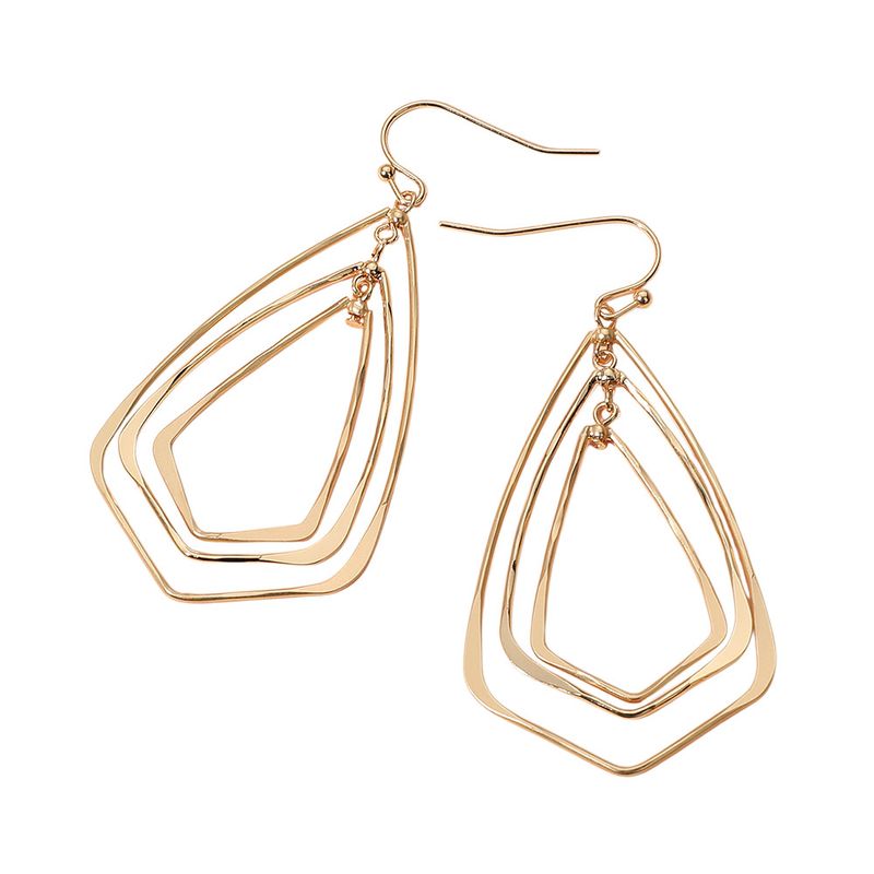 Metal Wire Geometric Triple Layered Dangle Earring