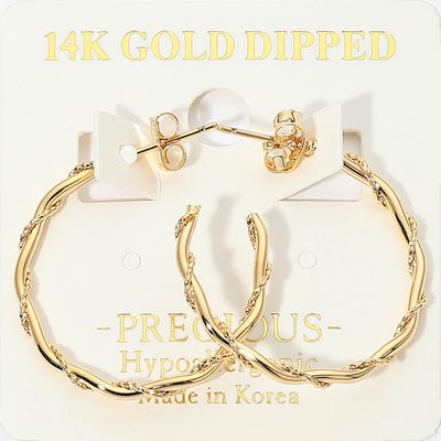 14K Gold Dipped Hypoallergenic Twisted Vine Hoop Earrings 14K Gold Dipped Hypoallergenic Twisted Vine Hoop Earrings