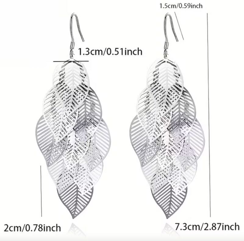 Light-Weight Open Leaf Dangle Statement Earrings