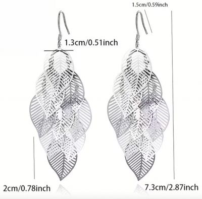 Light-Weight Open Leaf Dangle Statement Earrings