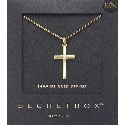 14K Gold Dipped Cross Pendant Necklace