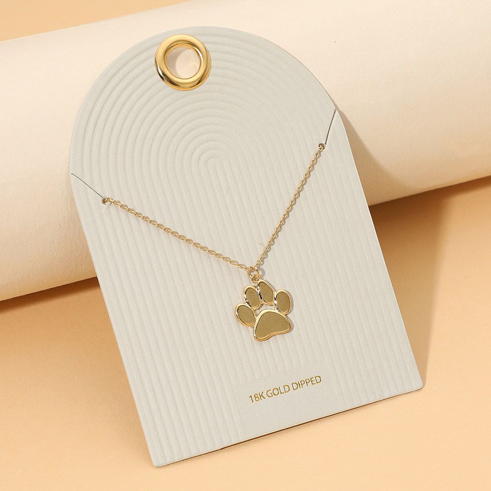 18K Gold Dipped Paw Print Pendant Necklace