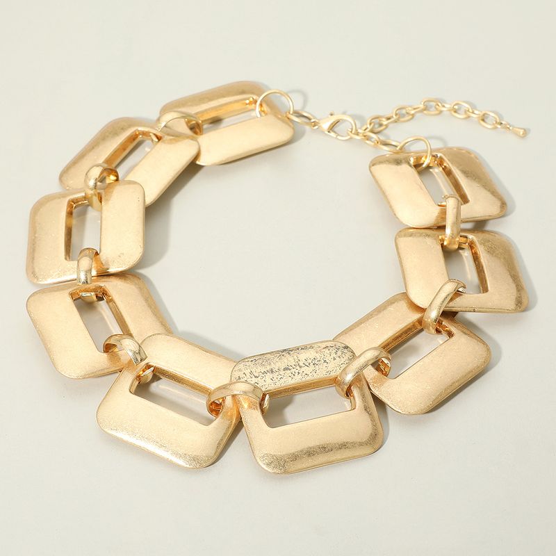 Bold Geometric Brushed Metal Square Link Statement