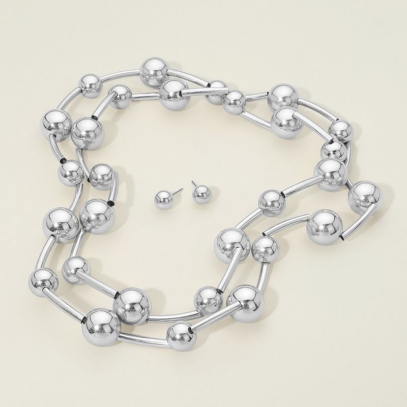 Bold Geometric Ball Bar Beaded Long Necklace