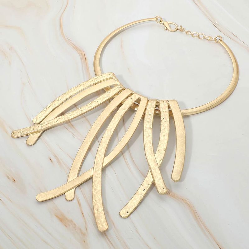 Abstract Metal Fringe Statement Collar Necklace