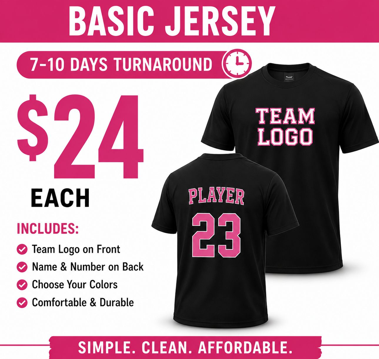 Individual/Single Custom Jersey T-Shirt- Front and Back Logo