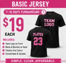 BULK (5 or more) Custom Jerseys T-Shirt- Front and Back Logo