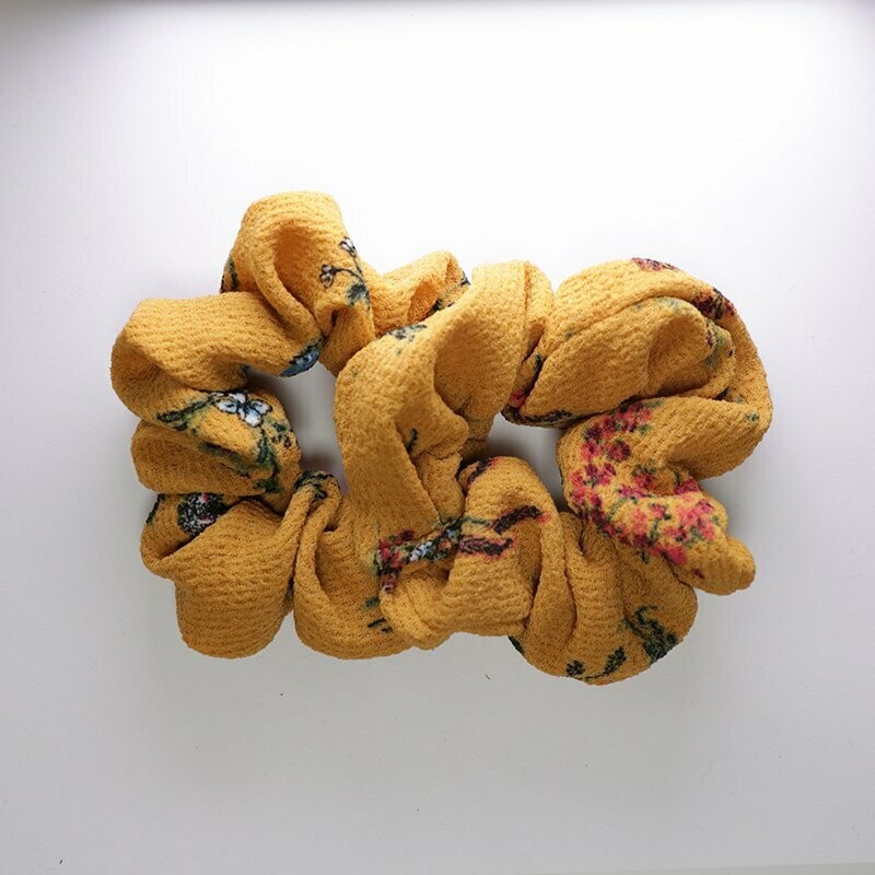 Floral Mustard Scrunchie