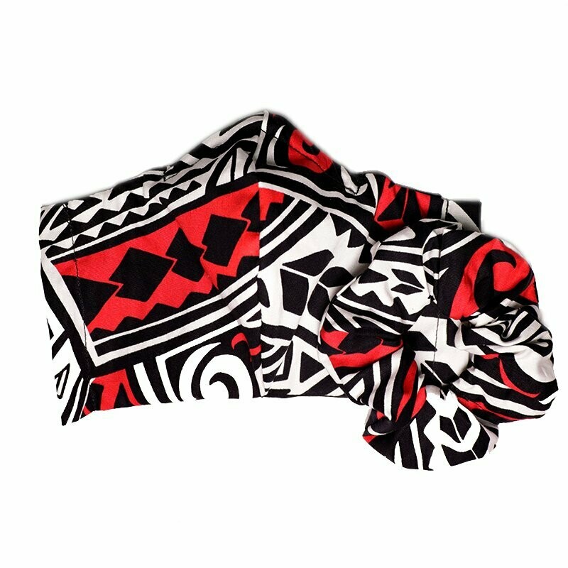 Black and Red Hawaiian Tribal Print Mask