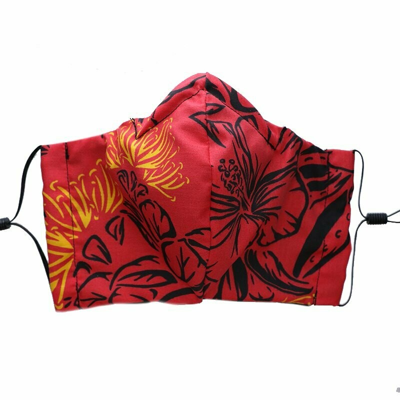 Black and Red Hibiscus Mask
