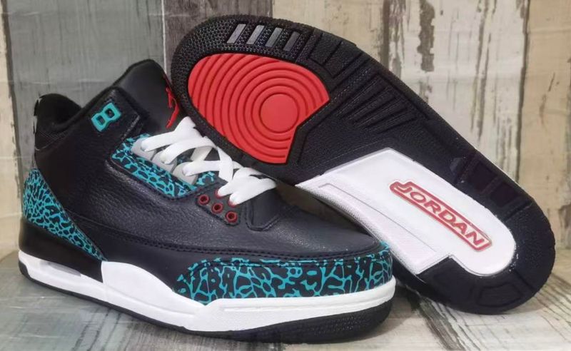 AIR JORDAN 3 GS MOTO. BLK/TEAL/WHT/RED.