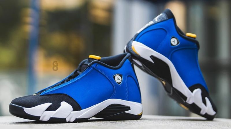 AIR JORDAN 14 RETRO ‘LANEY VARSITY’ BLK/ROYAL/WHT/YELLOW.