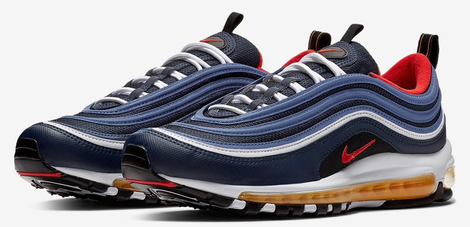 AIR MAX 97 MIDNIGHT RUN. NAVY/WHT/RED ORANGE.