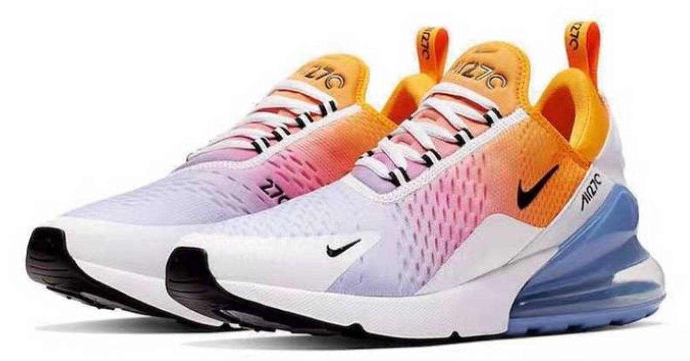 AIR MAX 270. WHT/SKYBLUE/ORANGE/BLK.