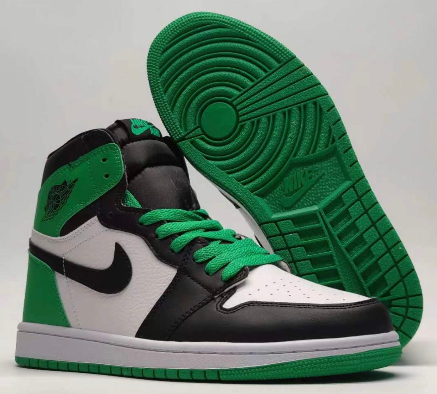 AIR JORDAN 1 HIGH. GREEN/WHT/BLK.