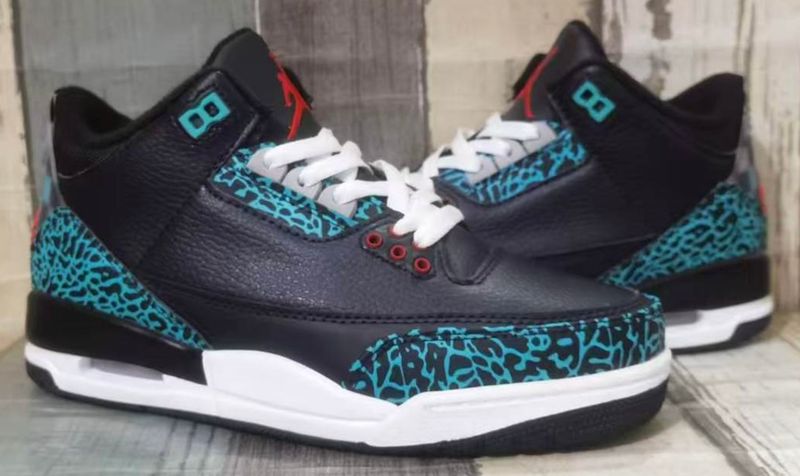 AIR JORDAN 3 RETRO. GS MOTO. BLK/WHT/TEAL/RED