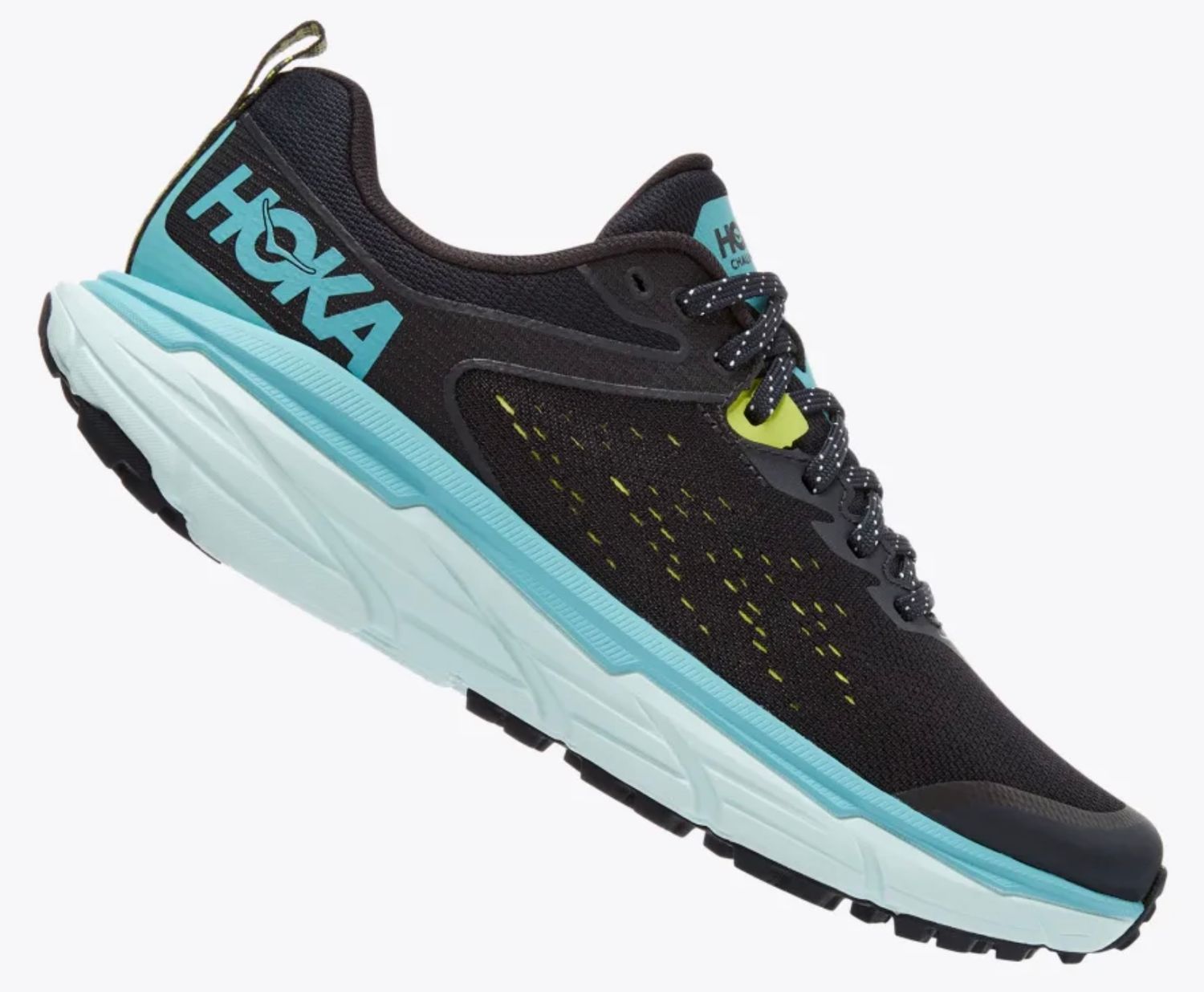 HOKA ONE ONE CHALLENGER AIR 6”BLK/AQUA/LIGHT AQUA/LIME.