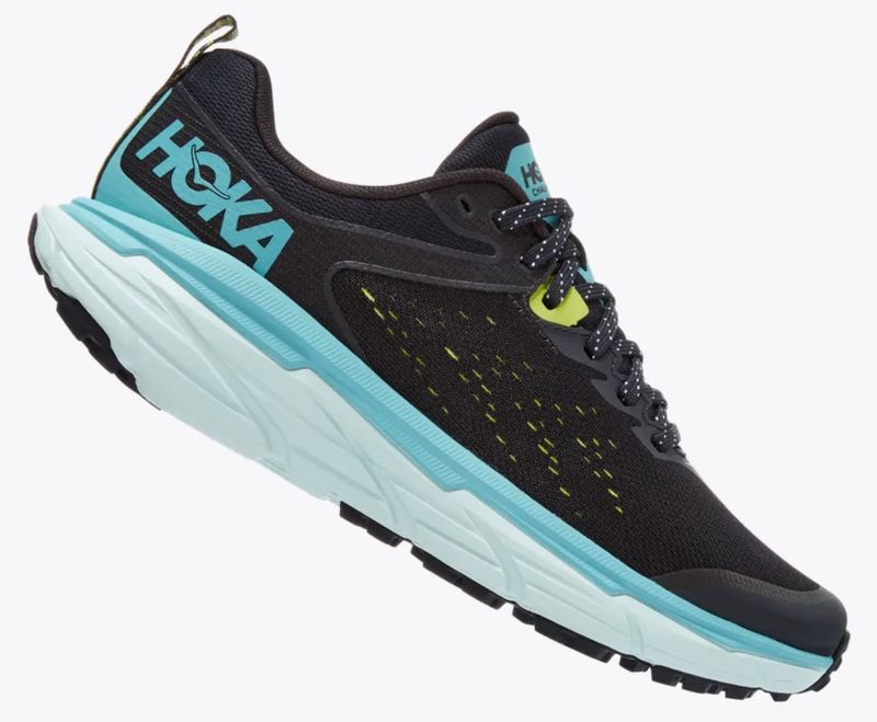 HOKA ONE ONE CHALLENGER AIR 6”BLK/AQUA/LIGHT AQUA/LIME.