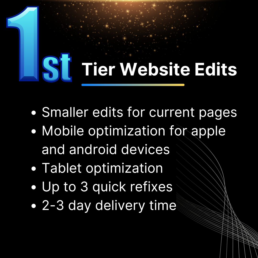1st Tier Website Edits