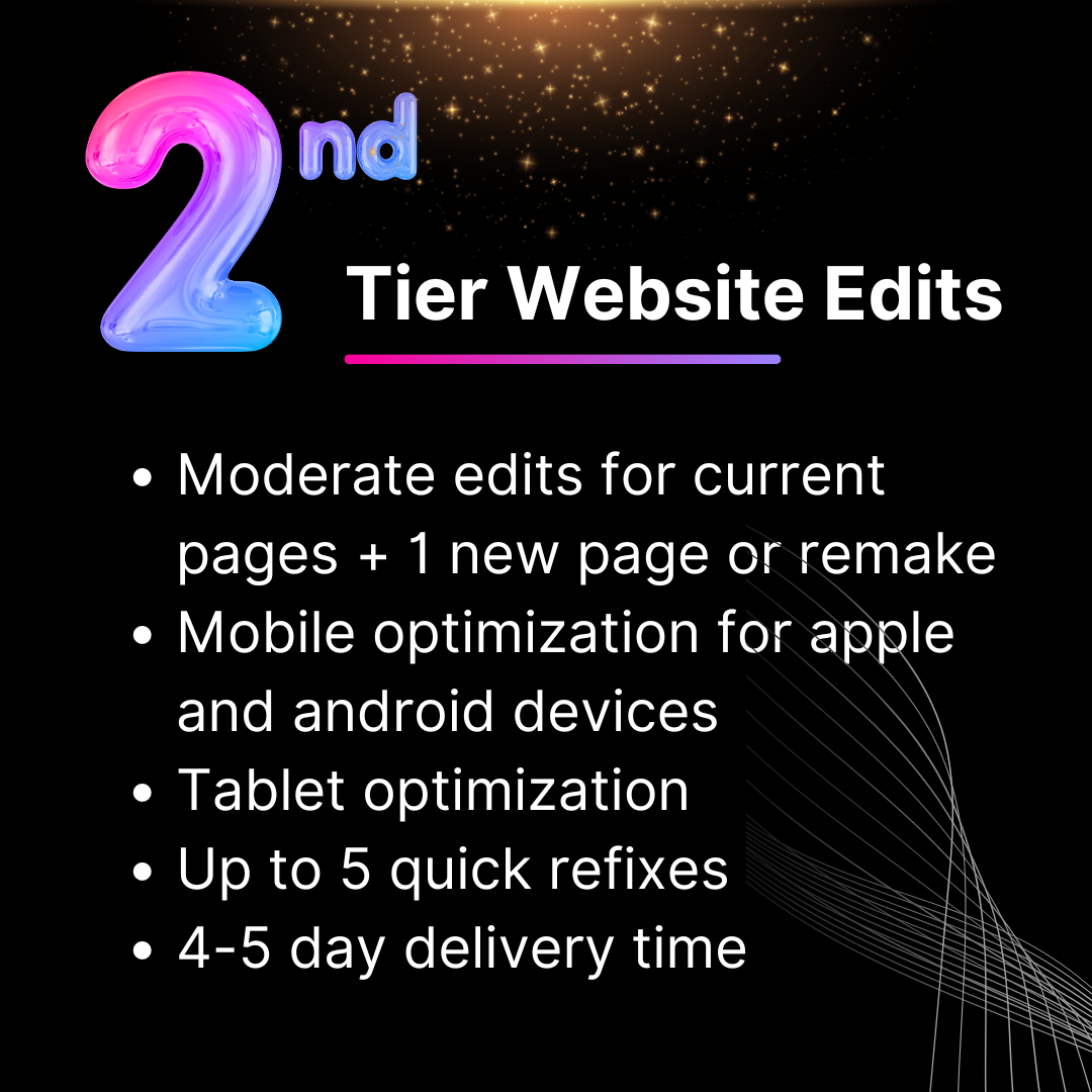 2nd Tier Website Edits