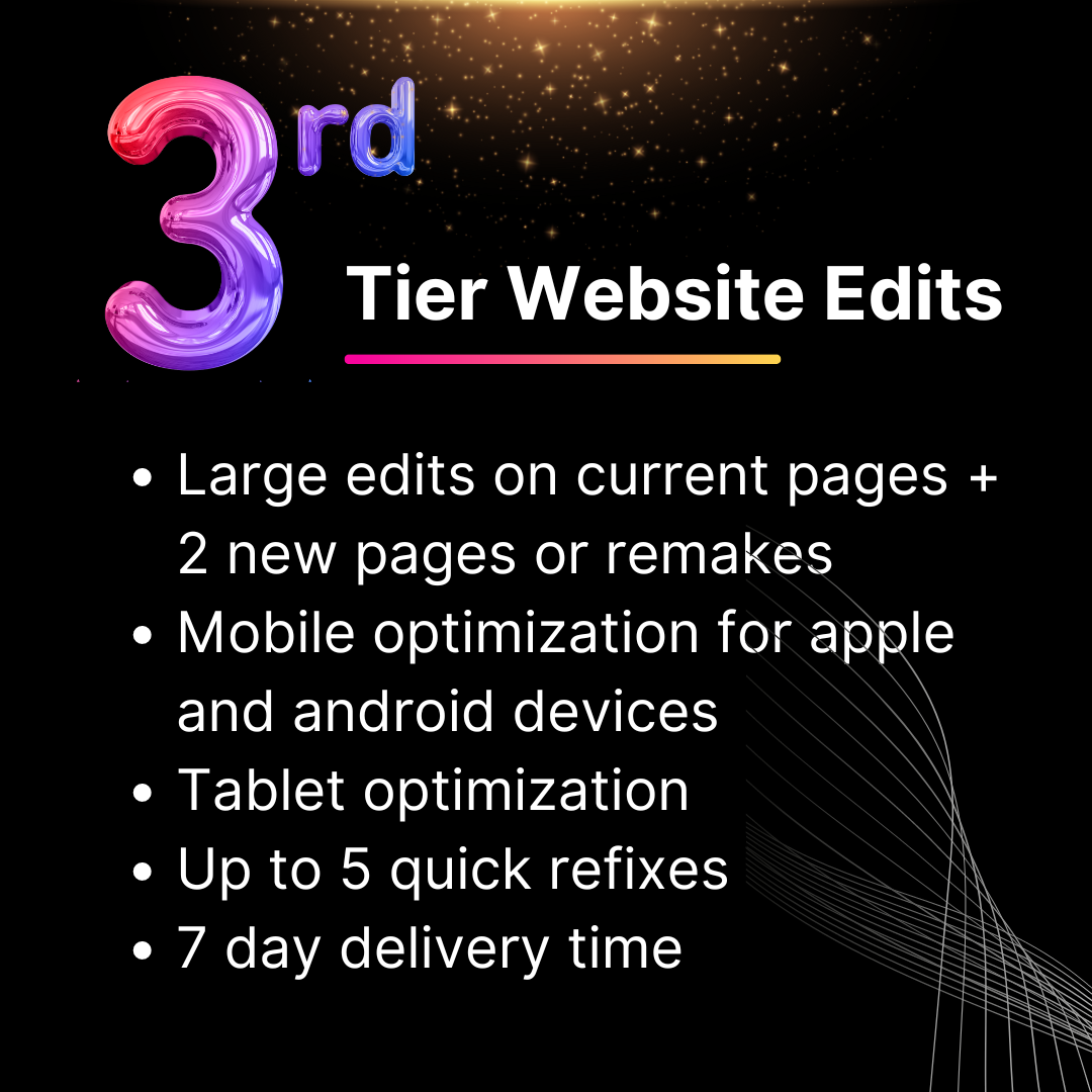 3rd Tier Website Edits