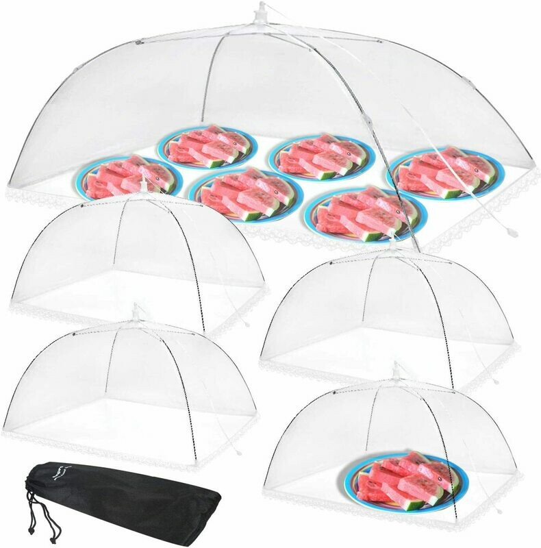Food Covers Tent For Outdoors - Anpro Collapsible Screen Food Nets For Picnic/Parties, Reusable Portable Camping Pop-Up Mesh Food Tents Extra Large Size, 5 Pack
